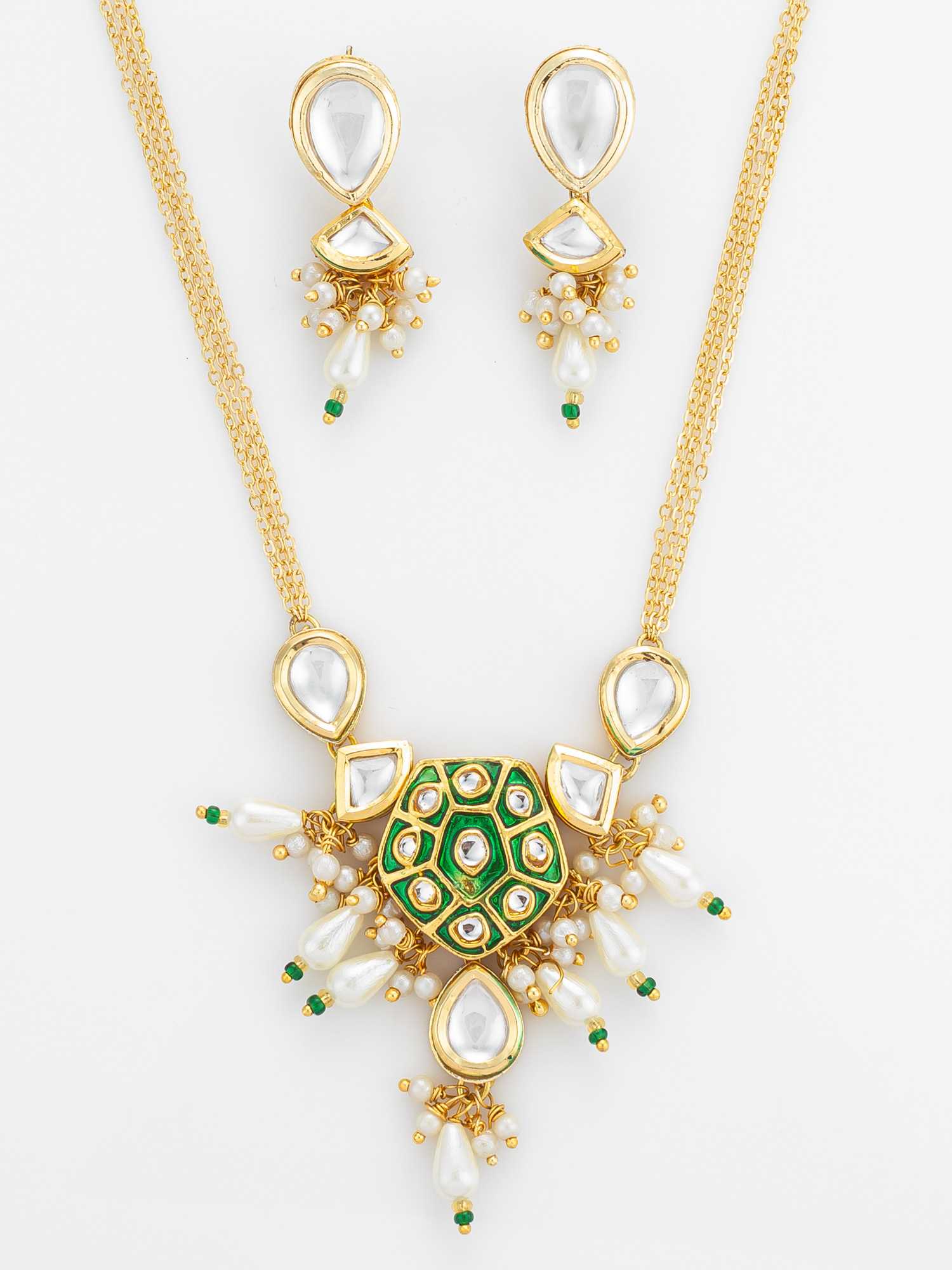 Ynf Brass KESH105 NK4835 Womens Jewellery Wholesale Kundan Necklace Set Necklaces Set Antique Necklaces Set Manufacturer - Jewellery Export