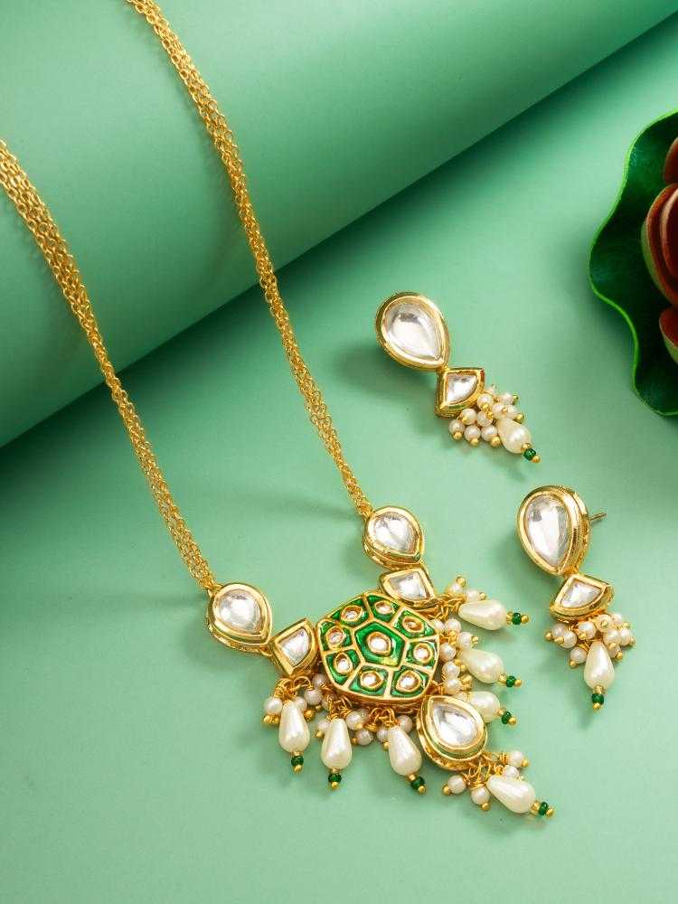 Ynf Brass KESH105 NK4835 Womens Jewellery Wholesale Kundan Necklace Set Necklaces Set Antique Necklaces Set Manufacturer - Jewellery Export