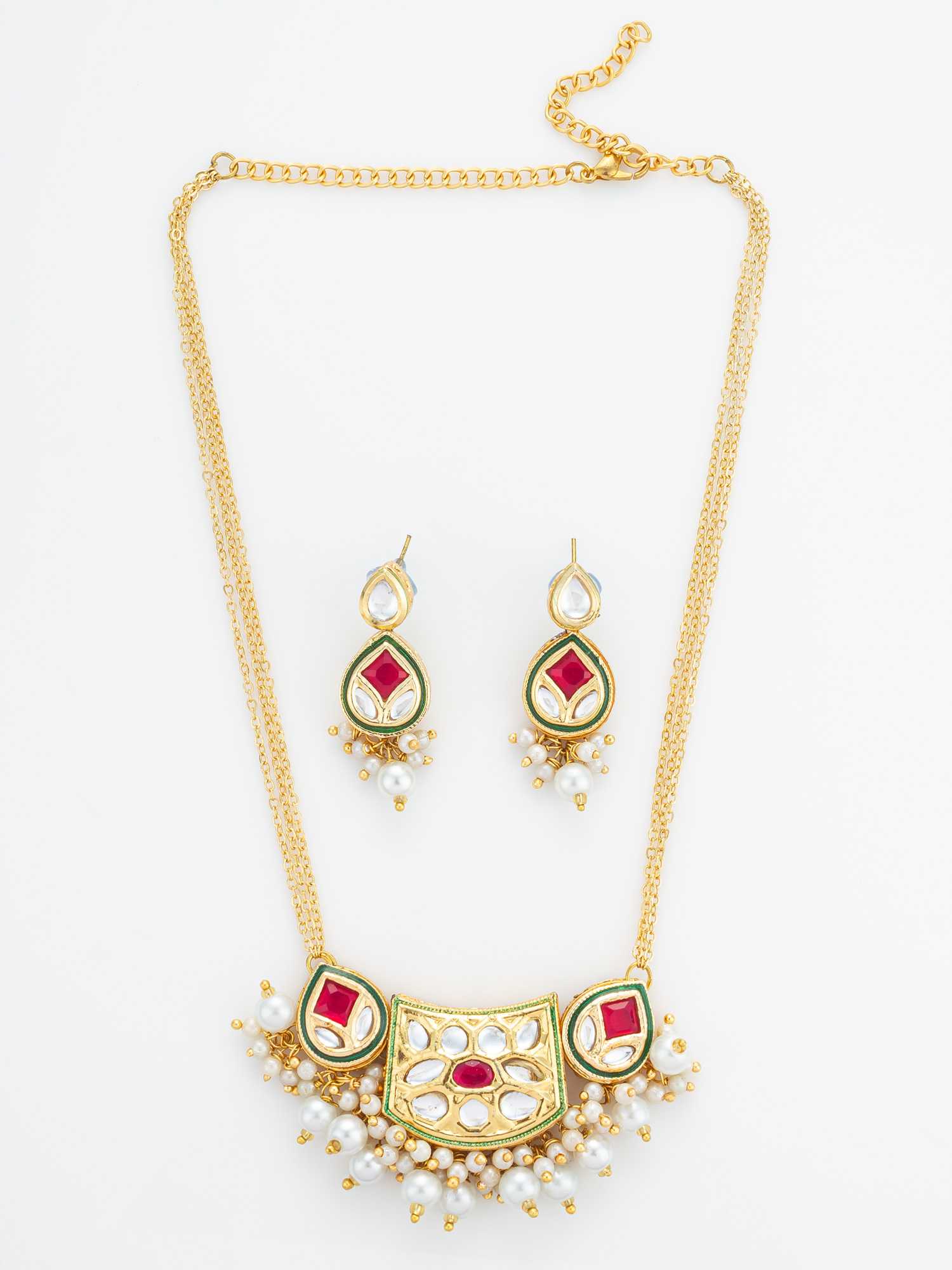 Ynf Brass KESH105 NK4846 Womens Jewellery Wholesale Kundan Necklace Set Necklaces Set Antique Necklaces Set Manufacturer - Jewellery Export