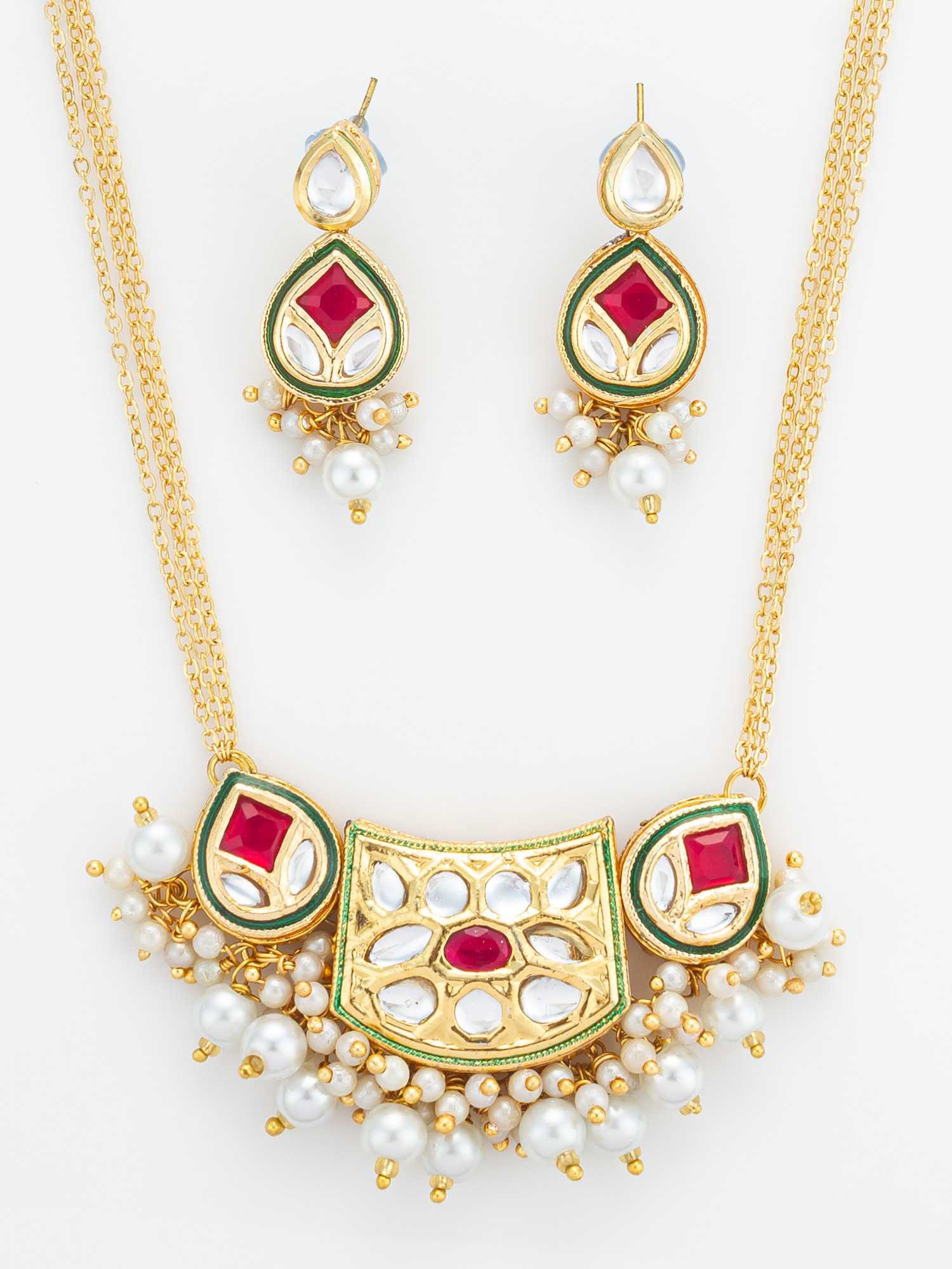 Ynf Brass KESH105 NK4846 Womens Jewellery Wholesale Kundan Necklace Set Necklaces Set Antique Necklaces Set Manufacturer - Jewellery Export