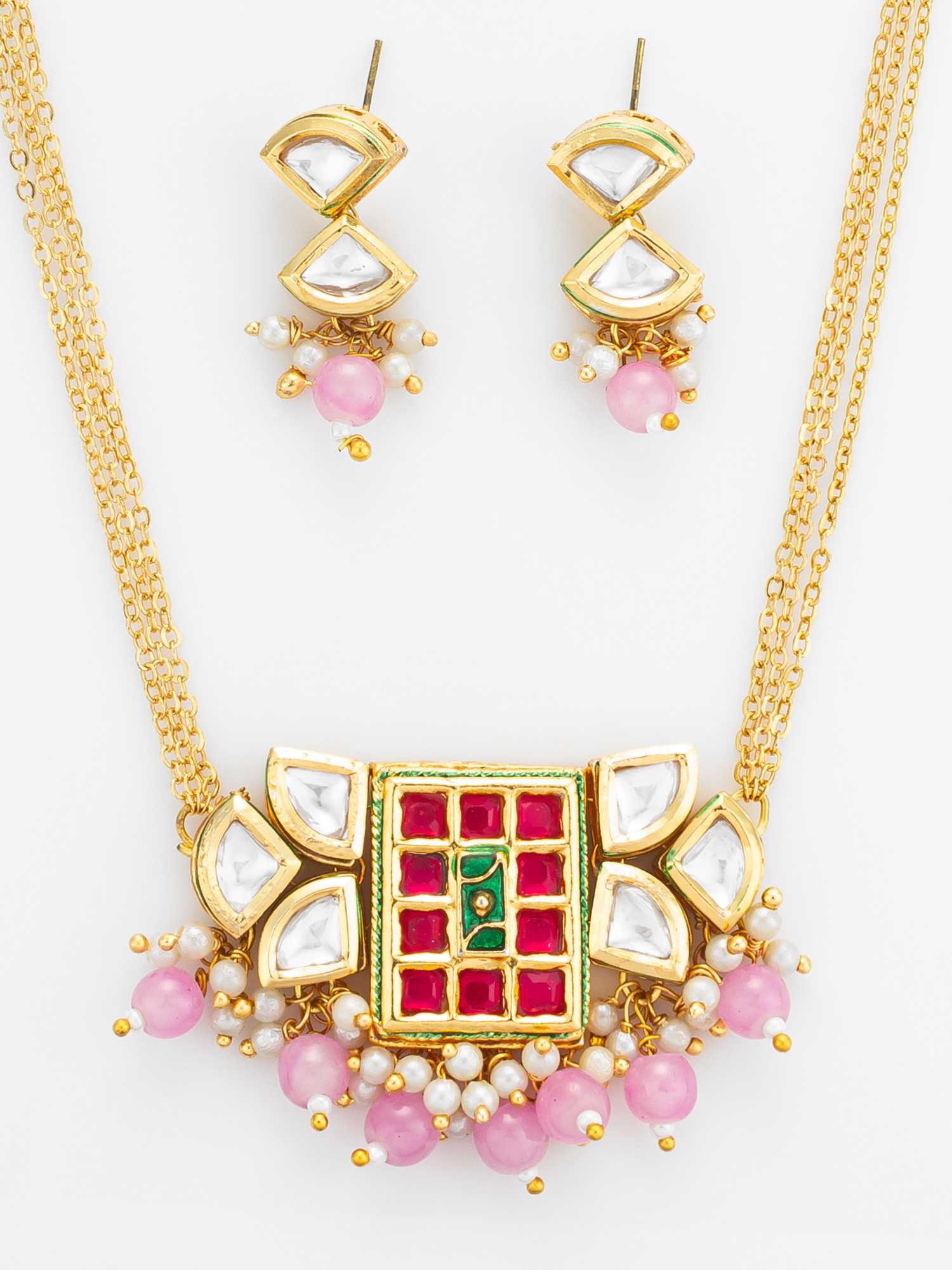 Ynf Brass KESH105 NK4847 Womens Jewellery Wholesale Kundan Necklace Set Necklaces Set Antique Necklaces Set Manufacturer - Jewellery Export