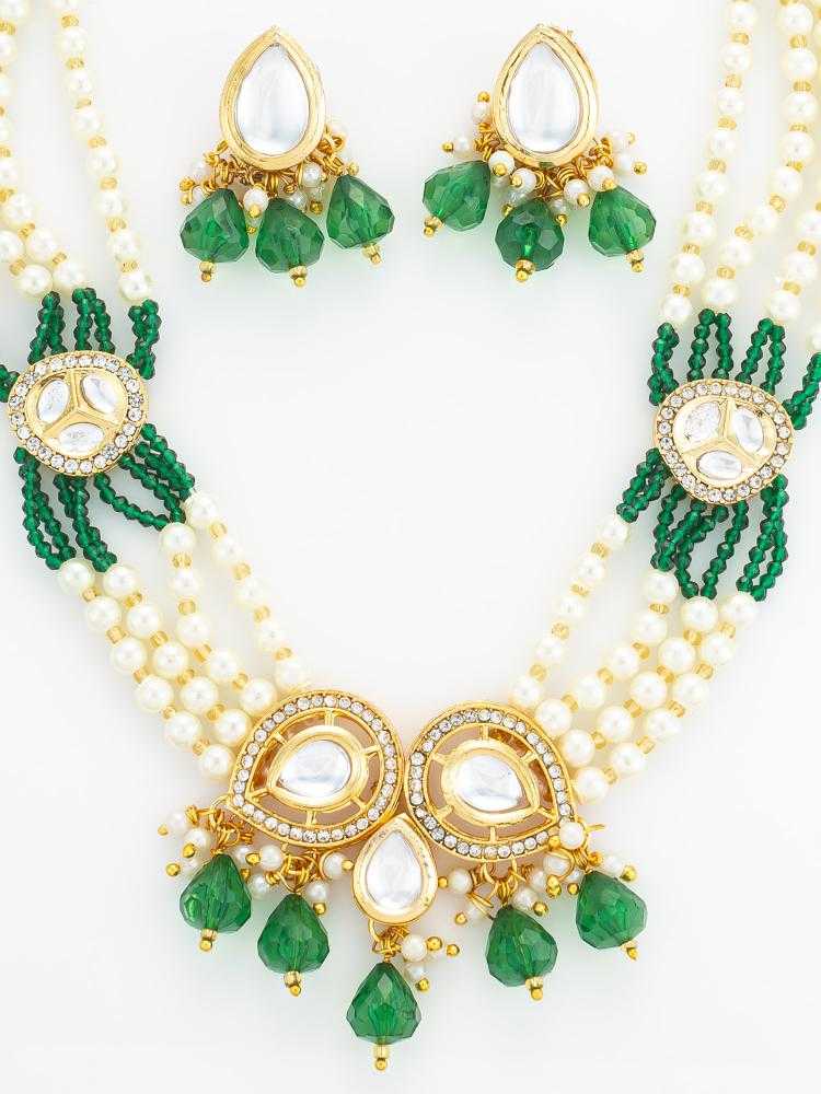 Ynf Brass KESH105 NK4853 Womens Jewellery Wholesale Kundan Necklace Set Necklaces Set Antique Necklaces Set Manufacturer - Jewellery Export