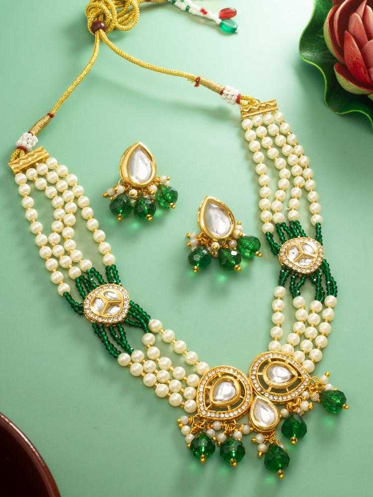 Ynf Brass KESH105 NK4853 Womens Jewellery Wholesale Kundan Necklace Set Necklaces Set Antique Necklaces Set Manufacturer - Jewellery Export