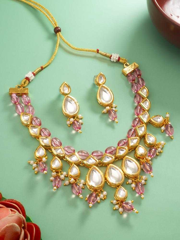 Ynf Brass KESH105 NK4868 Womens Jewellery Wholesale Kundan Necklace Set Necklaces Set Antique Necklaces Set Manufacturer - Jewellery Export