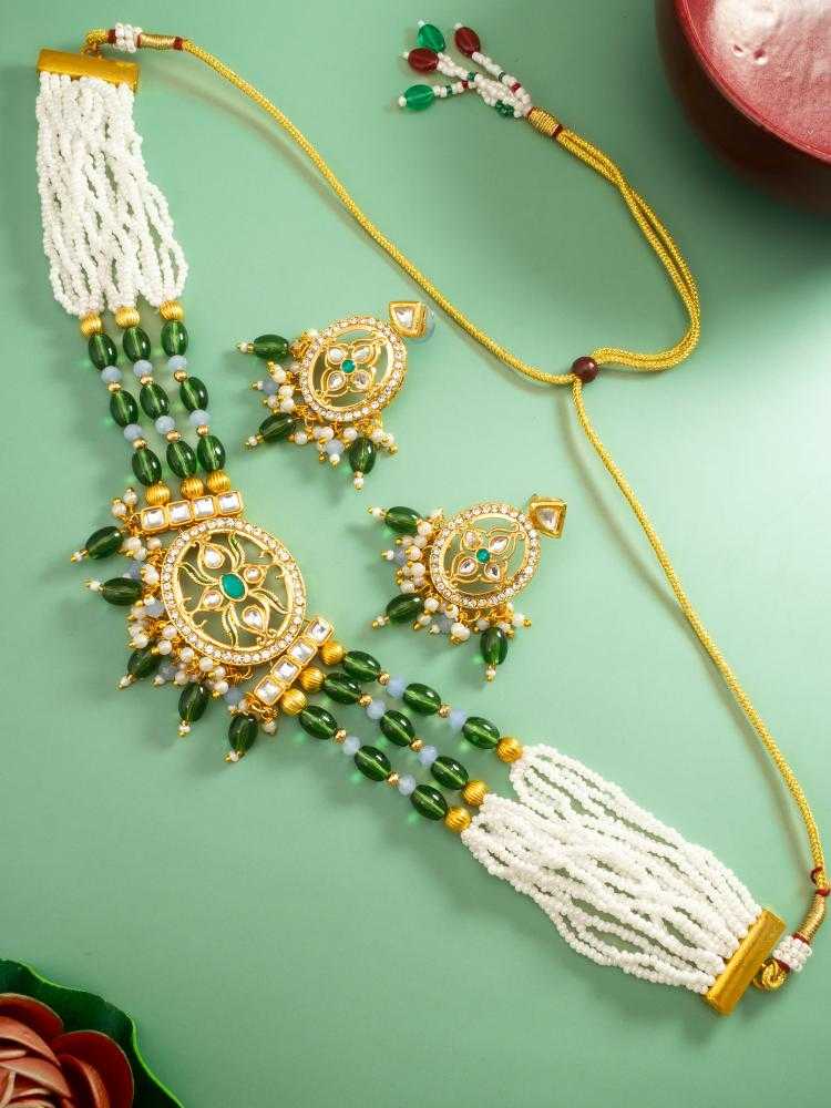 Ynf Brass KESH105 NK4872 Womens Jewellery Wholesale Kundan Necklace Set Necklaces Set Antique Necklaces Set Manufacturer - Jewellery Export