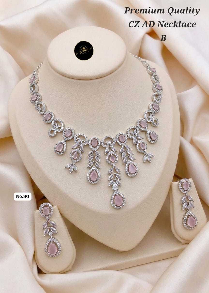 Ynf Brass KESH127 042 Womens Jewellery Wholesale AD Diamond Necklace Manufacturer - Jewellery Export