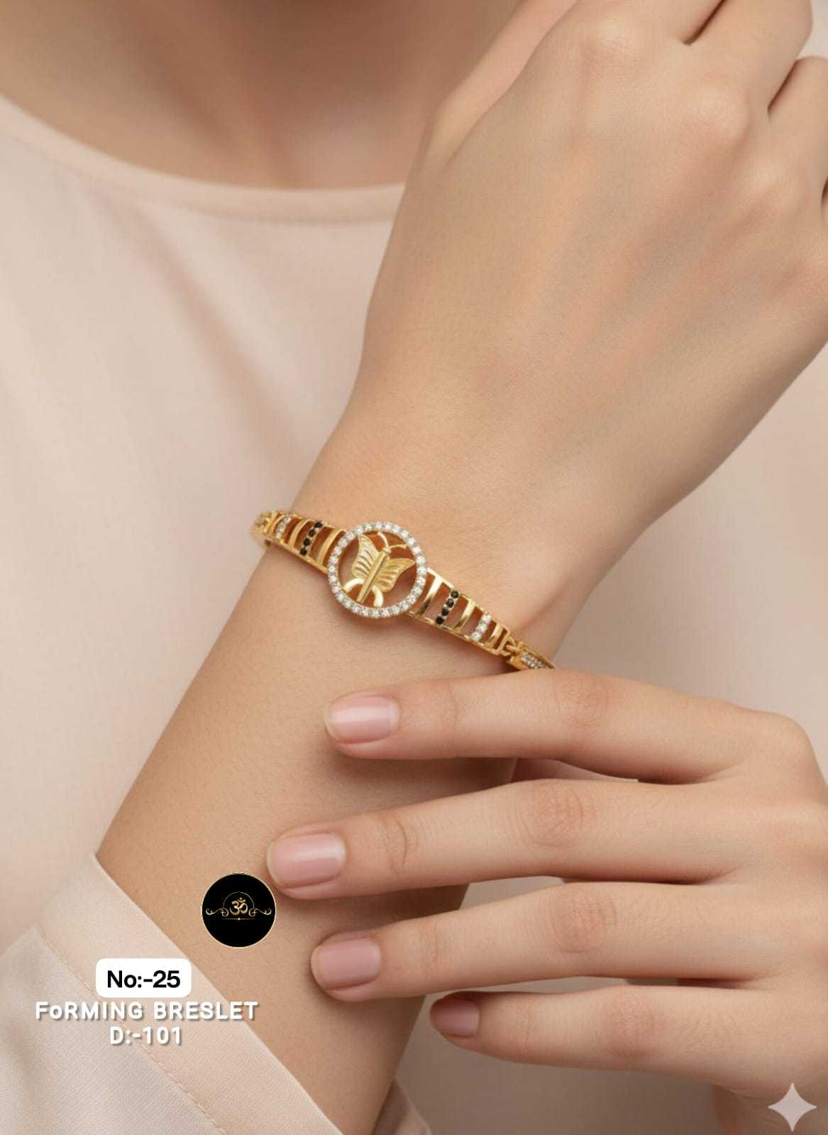 Ynf Brass RIN113 023 Womens Jewellery Wholesale AD Diamond Bracelet Brass Gold Bracelets Manufacturer - Jewellery Export