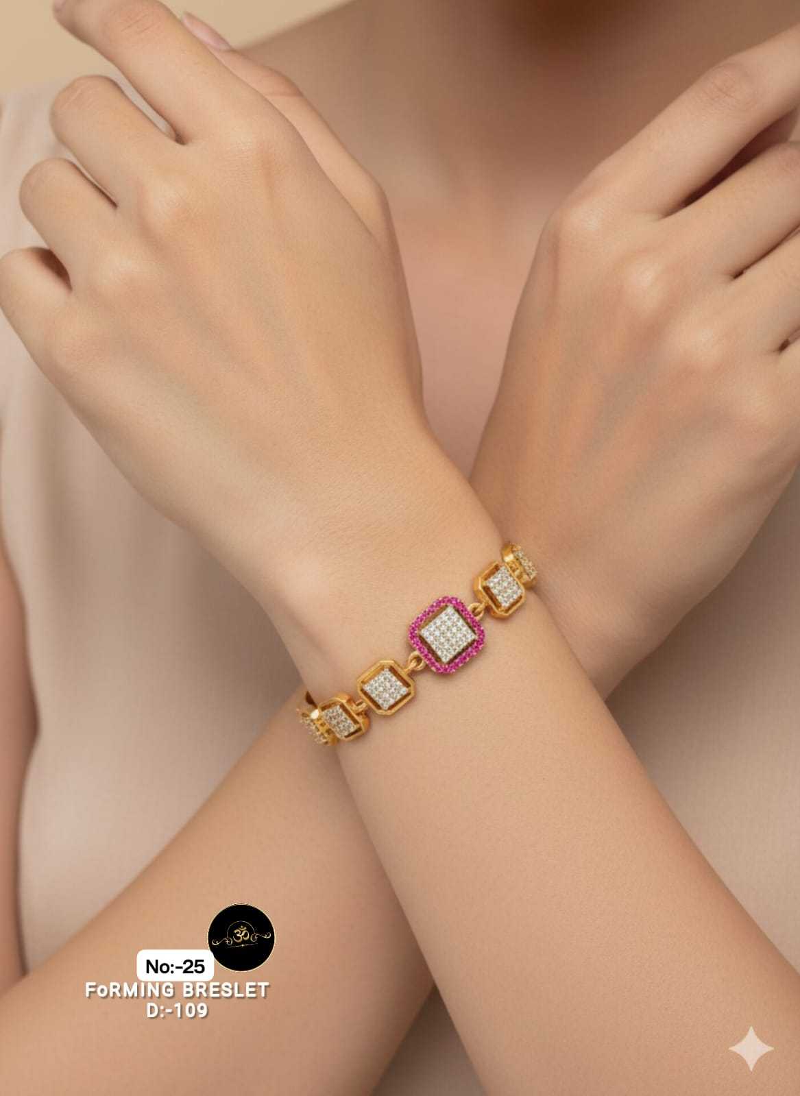 Ynf Brass RIN113 023 Womens Jewellery Wholesale AD Diamond Bracelet Brass Gold Bracelets Manufacturer - Jewellery Export