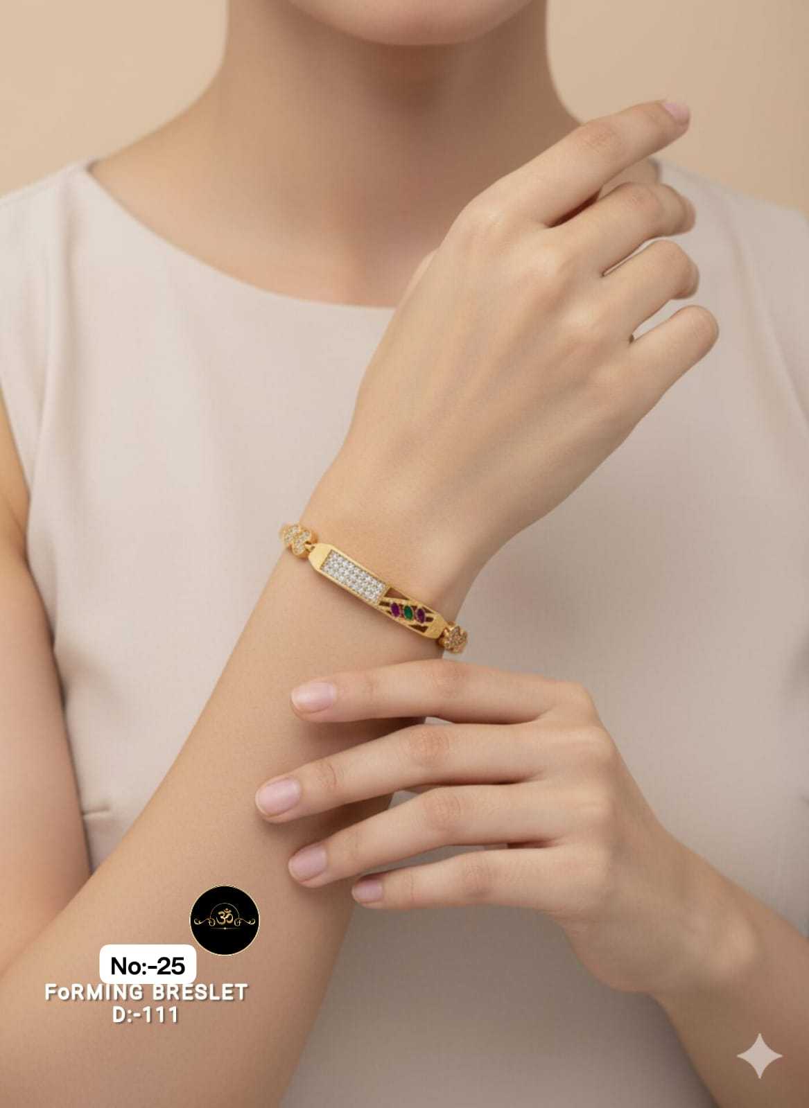 Ynf Brass RIN113 023 Womens Jewellery Wholesale AD Diamond Bracelet Brass Gold Bracelets Manufacturer - Jewellery Export