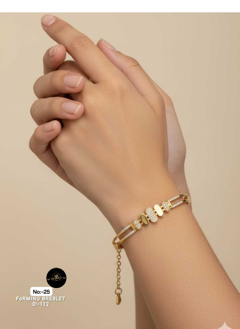 Ynf Brass RIN113 023 Womens Jewellery Wholesale AD Diamond Bracelet Brass Gold Bracelets Manufacturer - Jewellery Export