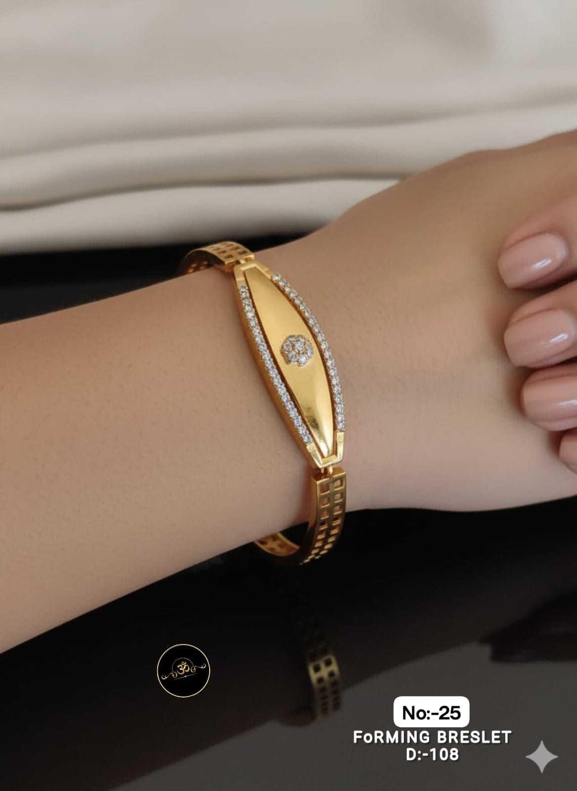 Ynf Brass RIN113 023 Womens Jewellery Wholesale AD Diamond Bracelet Brass Gold Bracelets Manufacturer - Jewellery Export