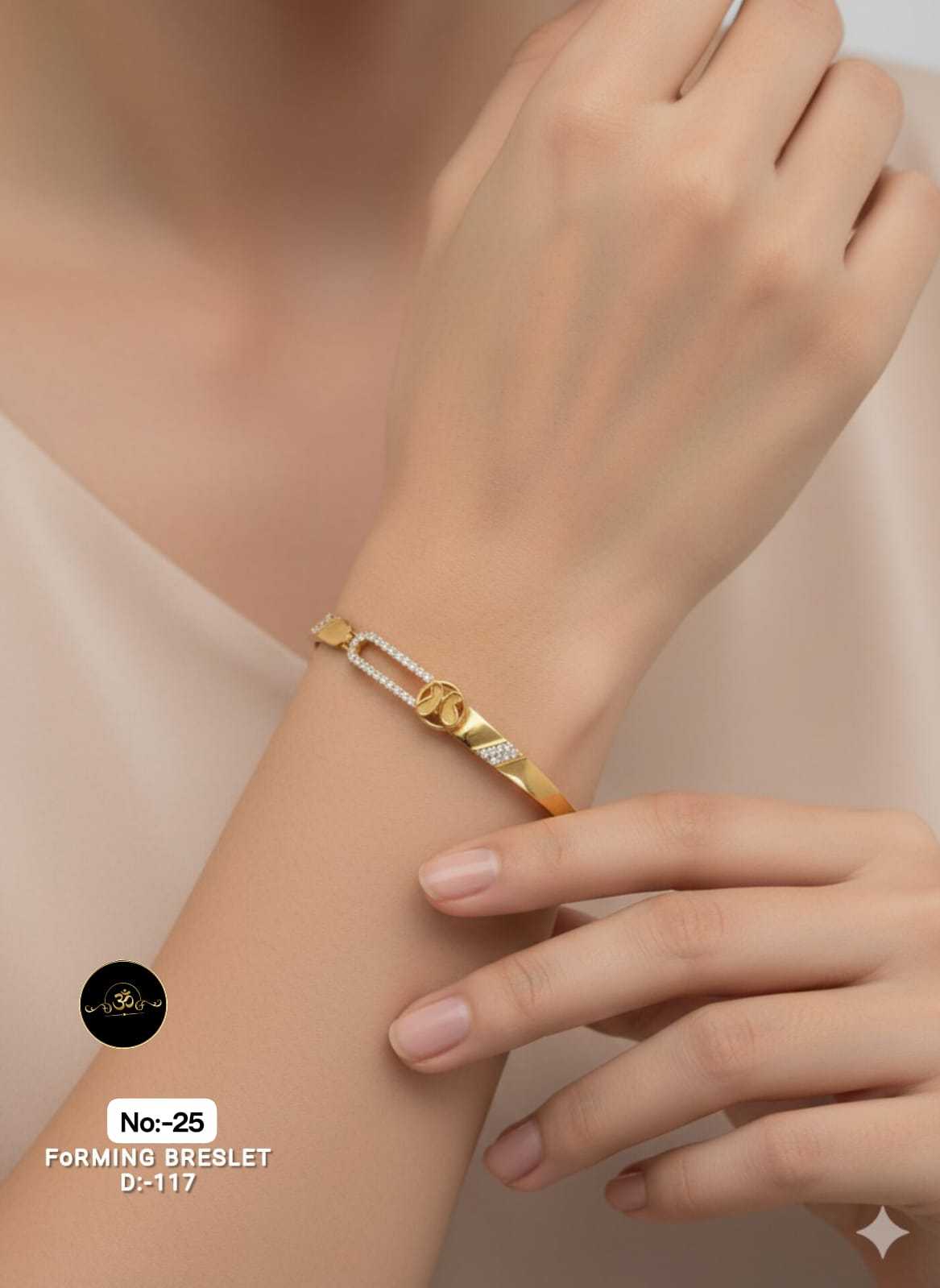 Ynf Brass RIN113 023 Womens Jewellery Wholesale AD Diamond Bracelet Brass Gold Bracelets Manufacturer - Jewellery Export
