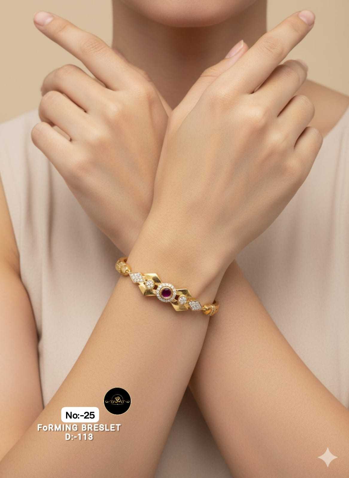 Ynf Brass RIN113 023 Womens Jewellery Wholesale AD Diamond Bracelet Brass Gold Bracelets Manufacturer - Jewellery Export