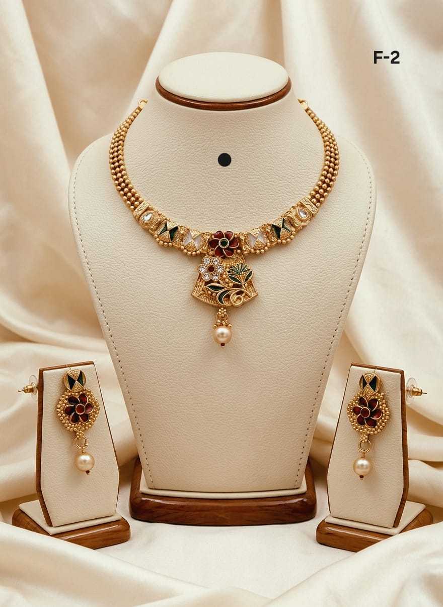 Ynf Gold Plated KESH193 239 Womens Jewellery Wholesale Necklaces Set Golden Necklace Set Party Wear Jewelry Manufacturer - Jewellery Export