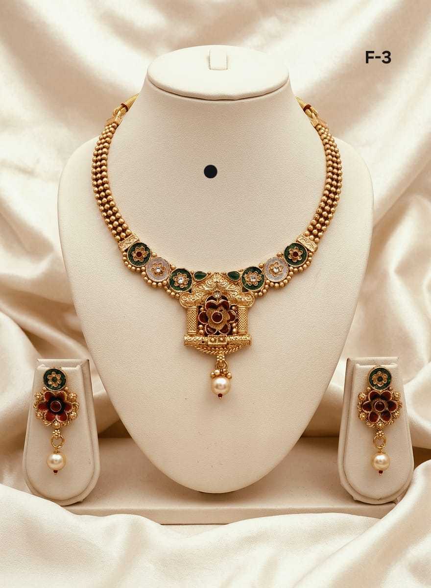 Ynf Gold Plated KESH193 239 Womens Jewellery Wholesale Necklaces Set Golden Necklace Set Party Wear Jewelry Manufacturer - Jewellery Export
