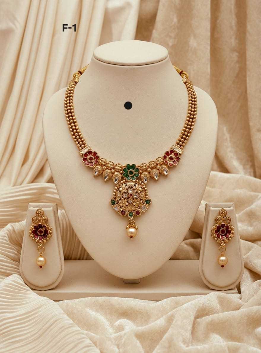 Ynf Gold Plated KESH193 239 Womens Jewellery Wholesale Necklaces Set Golden Necklace Set Party Wear Jewelry Manufacturer - Jewellery Export